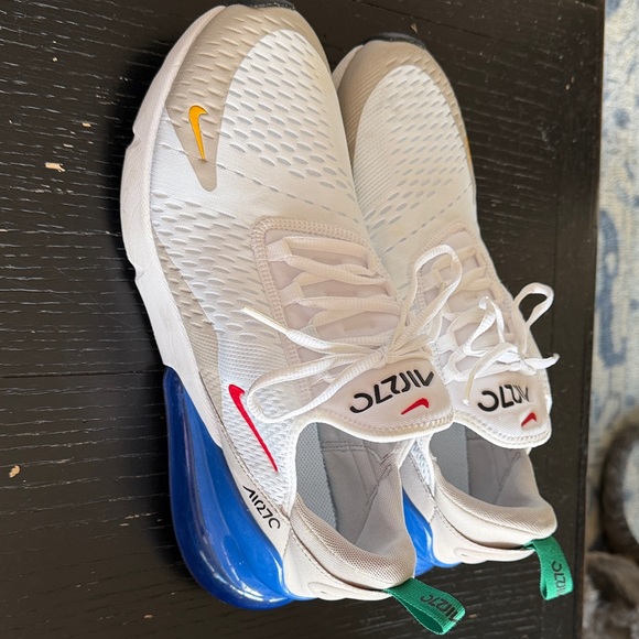 Nike Other - Nike White Sneakers with Blue Air Unit and Multicolor Swooshes-Men’s 12
